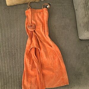 Orange Flower Jean Dress
